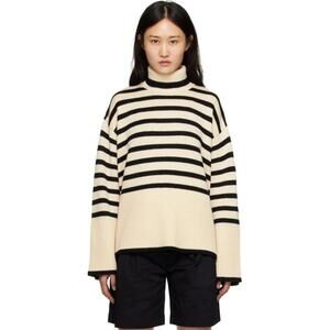 Totême Striped Merino Wool Turtleneck Sweater Beige - XS